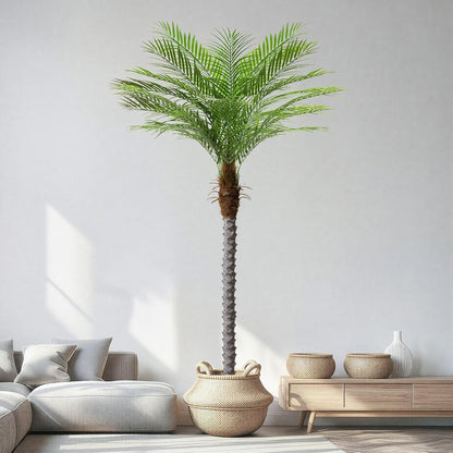 9ft Artificial Phoenix Palm Tree Tall Artificial Palm Trees with 21 Adjustable Leaves,Faux Phoenix Palm Plants for Outside Patio Pool Home Office Living Room Yard (2Pcs, 9ft)