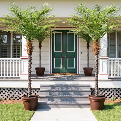 9ft Artificial Phoenix Palm Tree Tall Artificial Palm Trees with 21 Adjustable Leaves,Faux Phoenix Palm Plants for Outside Patio Pool Home Office Living Room Yard (2Pcs, 9ft)
