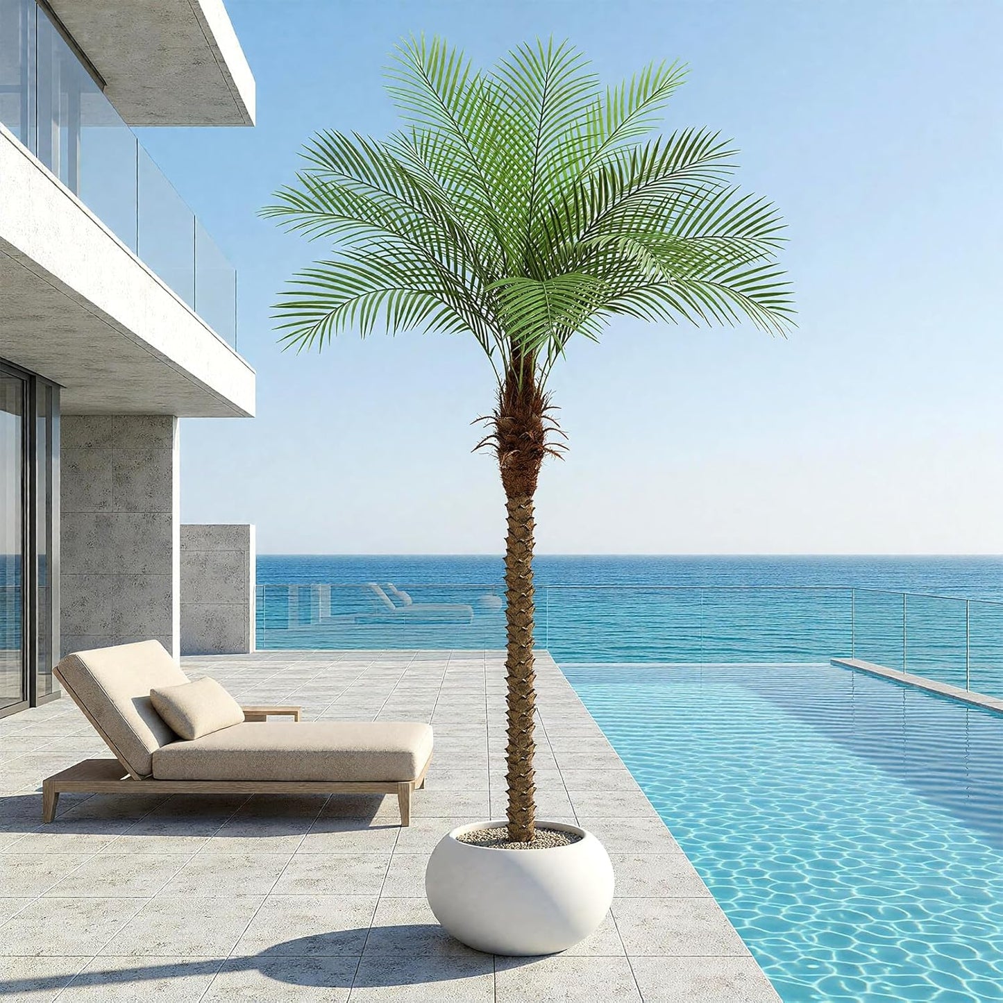 9ft Artificial Phoenix Palm Tree Tall Artificial Palm Trees with 21 Adjustable Leaves,Faux Phoenix Palm Plants for Outside Patio Pool Home Office Living Room Yard (2Pcs, 9ft)