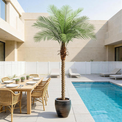 9ft Artificial Phoenix Palm Tree Tall Artificial Palm Trees with 21 Adjustable Leaves,Faux Phoenix Palm Plants for Outside Patio Pool Home Office Living Room Yard (2Pcs, 9ft)