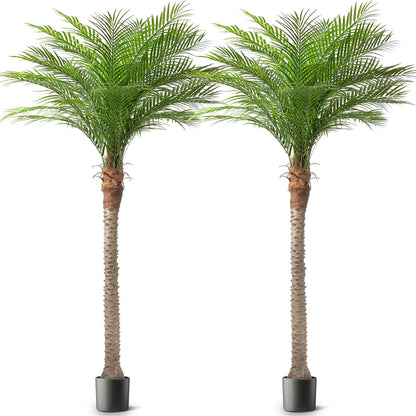 9ft Artificial Phoenix Palm Tree Tall Artificial Palm Trees with 21 Adjustable Leaves,Faux Phoenix Palm Plants for Outside Patio Pool Home Office Living Room Yard (2Pcs, 9ft)