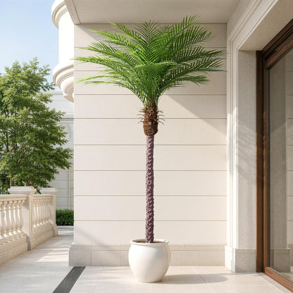 9ft Artificial Phoenix Palm Tree Tall Artificial Palm Trees with 21 Adjustable Leaves,Faux Phoenix Palm Plants for Outside Patio Pool Home Office Living Room Yard (2Pcs, 9ft)