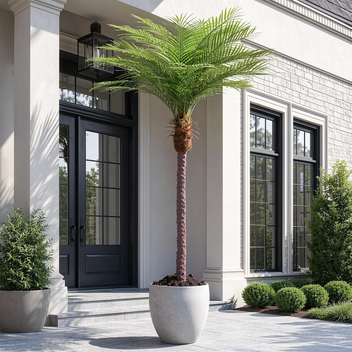 9ft Artificial Phoenix Palm Tree Tall Artificial Palm Trees with 21 Adjustable Leaves,Faux Phoenix Palm Plants for Outside Patio Pool Home Office Living Room Yard (2Pcs, 9ft)