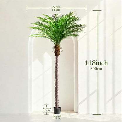 9ft Artificial Phoenix Palm Tree Tall Artificial Palm Trees with 21 Adjustable Leaves,Faux Phoenix Palm Plants for Outside Patio Pool Home Office Living Room Yard (2Pcs, 9ft)