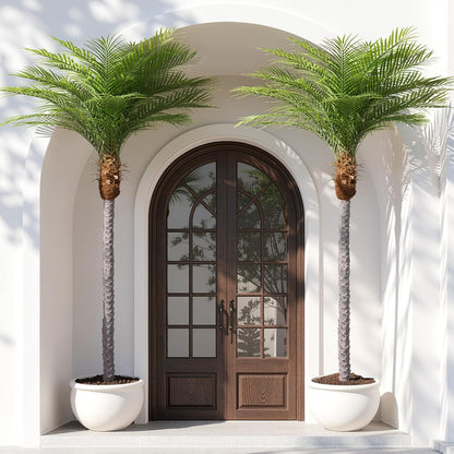 9ft Artificial Phoenix Palm Tree Tall Artificial Palm Trees with 21 Adjustable Leaves,Faux Phoenix Palm Plants for Outside Patio Pool Home Office Living Room Yard (2Pcs, 9ft)