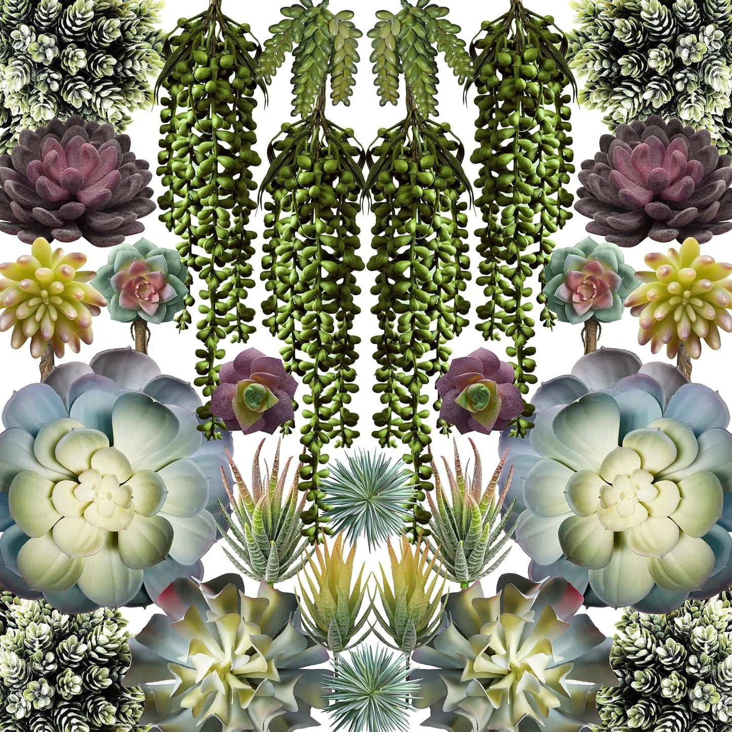 Artificial Succulents - 15 Pack - Premium Unpotted Succulent Plants Artificial - Realistic Textured Succulents - Fake Succulent Plants for DIY - Feaux Faux Cactus Plant Bulk