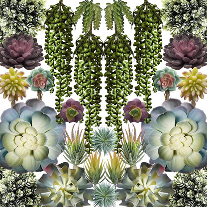 Artificial Succulents - 15 Pack - Premium Unpotted Succulent Plants Artificial - Realistic Textured Succulents - Fake Succulent Plants for DIY - Feaux Faux Cactus Plant Bulk