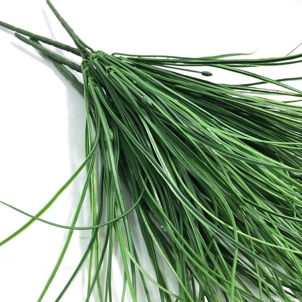8pcs Artificial Fake Grass Plants Flowers Faux Plastic Wheat Grass Outdoor UV Resistant Greenery Shrubs Plant for Outdoor Planters Wedding Indoor Outside Hanging Home Garden Décor (8, Green)