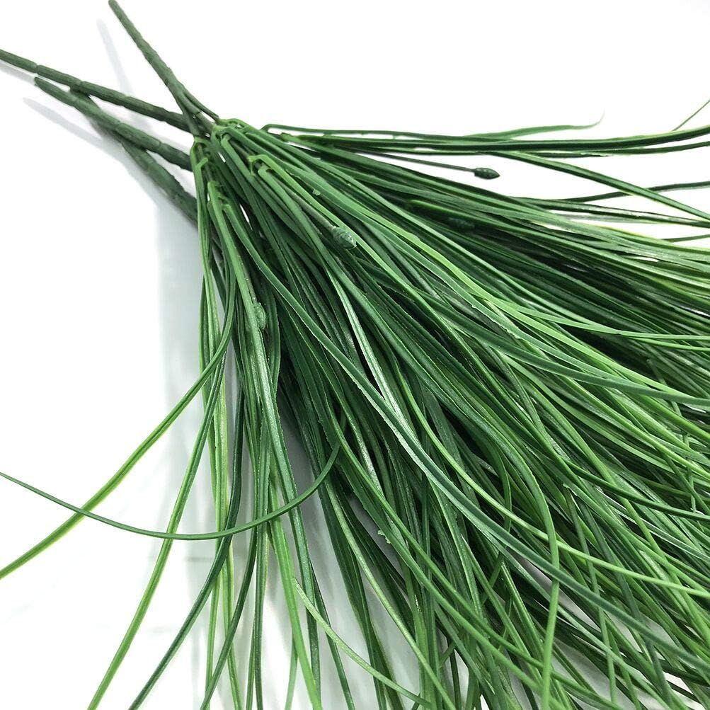 8pcs Artificial Fake Grass Plants Flowers Faux Plastic Wheat Grass Outdoor UV Resistant Greenery Shrubs Plant for Outdoor Planters Wedding Indoor Outside Hanging Home Garden Décor (8, Green)