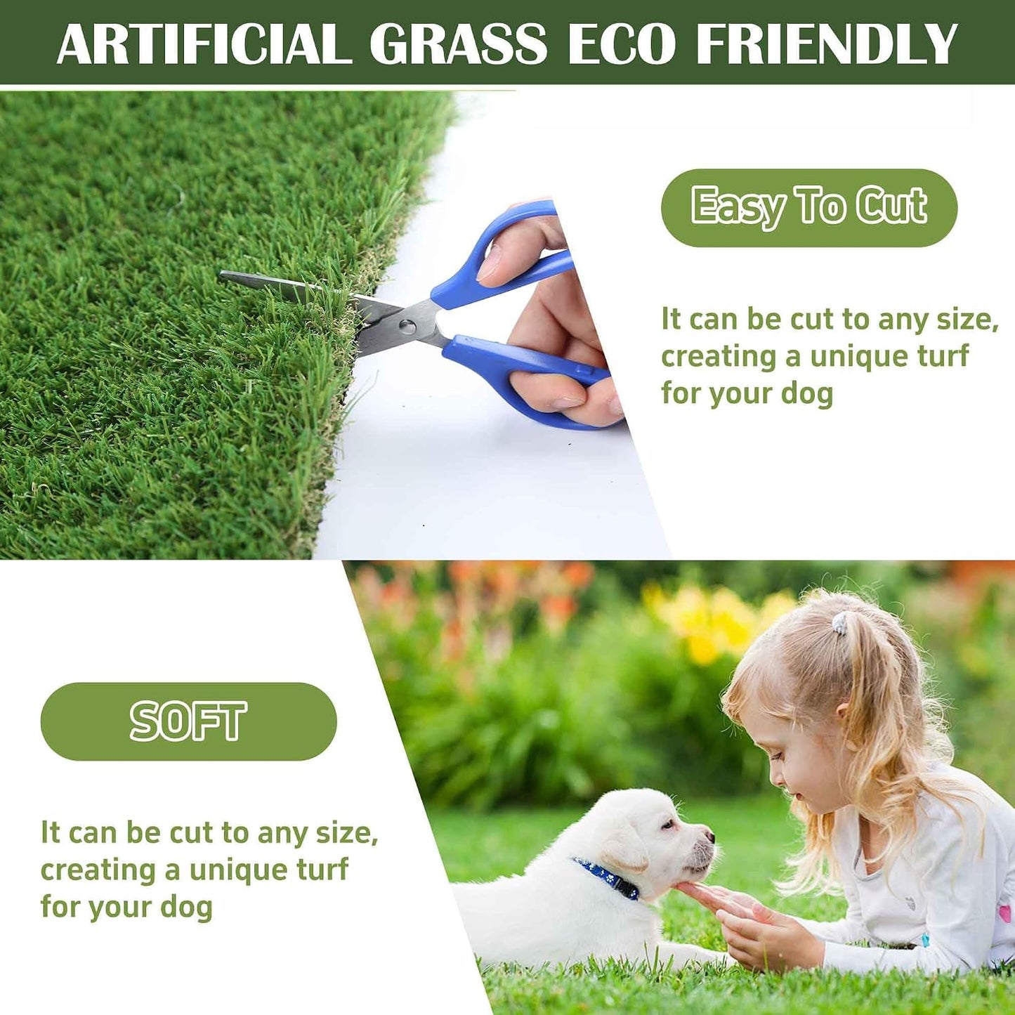 1.38" Artificial Grass Turf 3 x 5 FT, Dog Grass Pads Indoor Outdoor Garden Lawn Landscape Patio Turf Mat Thick Fake Faux Grass Rug Dog Pets Mat for Puppy Potty Training