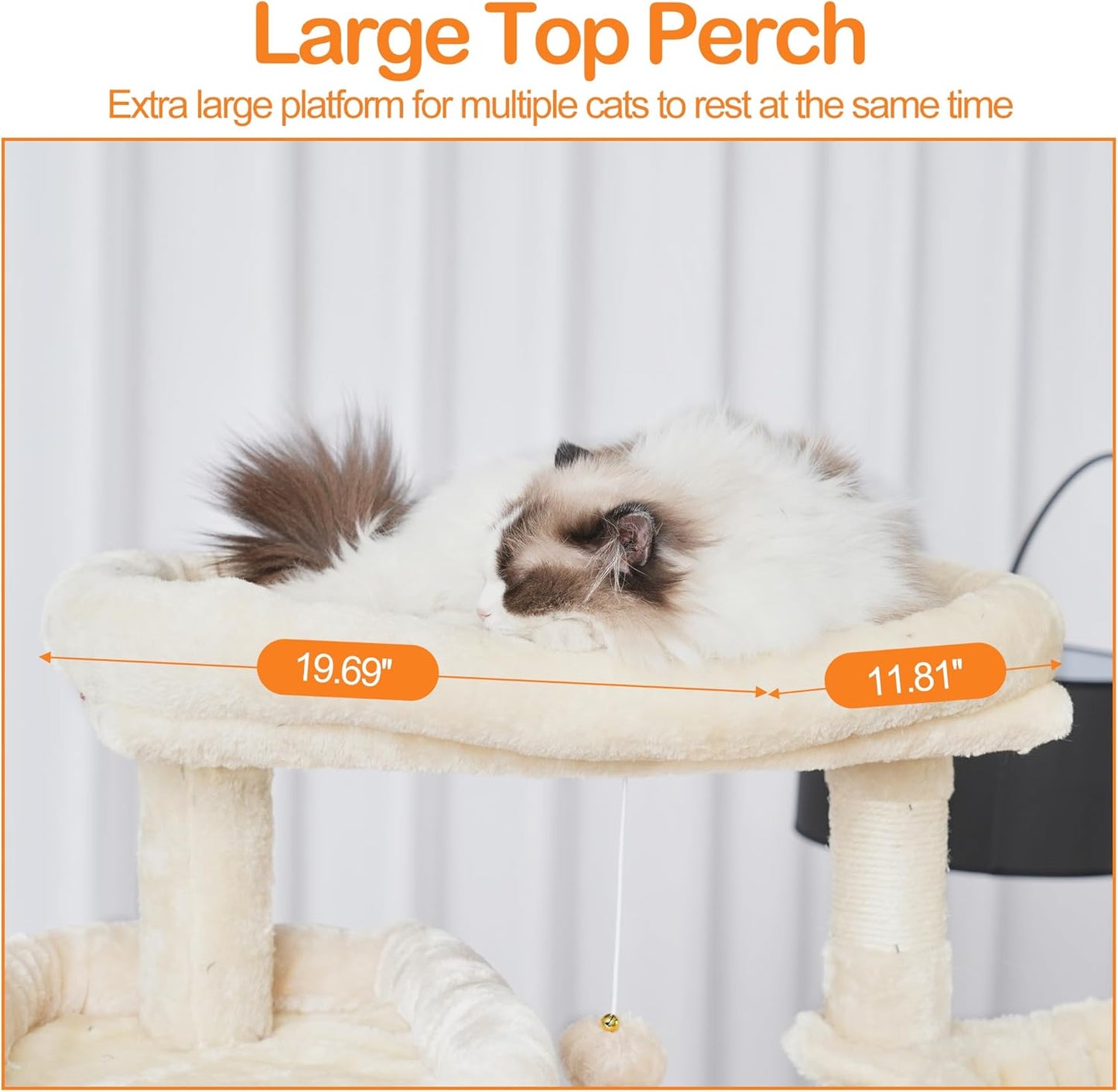 Cat Tree, 71-Inch Tall Tower for Indoor Cats with 2 Perches, 2 Big Condos, 2 Hammocks, Basket, Scratching Pad, Large Cat Furniture and Condo, Green HCT034GR