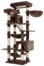 Cat Tree, 71-Inch Tall Tower for Indoor Cats with 2 Perches, 2 Big Condos, 2 Hammocks, Basket, Scratching Pad, Large Cat Furniture and Condo, Green HCT034GR