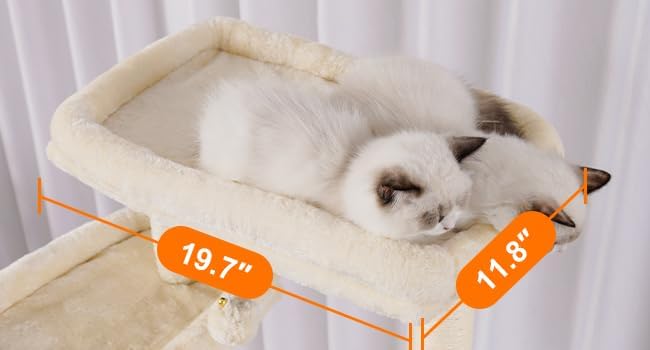 Cat Tree, 71-Inch Tall Tower for Indoor Cats with 2 Perches, 2 Big Condos, 2 Hammocks, Basket, Scratching Pad, Large Cat Furniture and Condo, Green HCT034GR