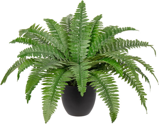 17.7" Fake Fern Potted Plant Small Artificial Boston Ferns in Pot 25 Leaves for Outdoors & Indoor Faux Fern Bush Plant for Patio Garden Farmhouse Windowsill Office Living Room Home Decor