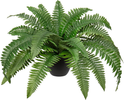17.7" Fake Fern Potted Plant Small Artificial Boston Ferns in Pot 25 Leaves for Outdoors & Indoor Faux Fern Bush Plant for Patio Garden Farmhouse Windowsill Office Living Room Home Decor
