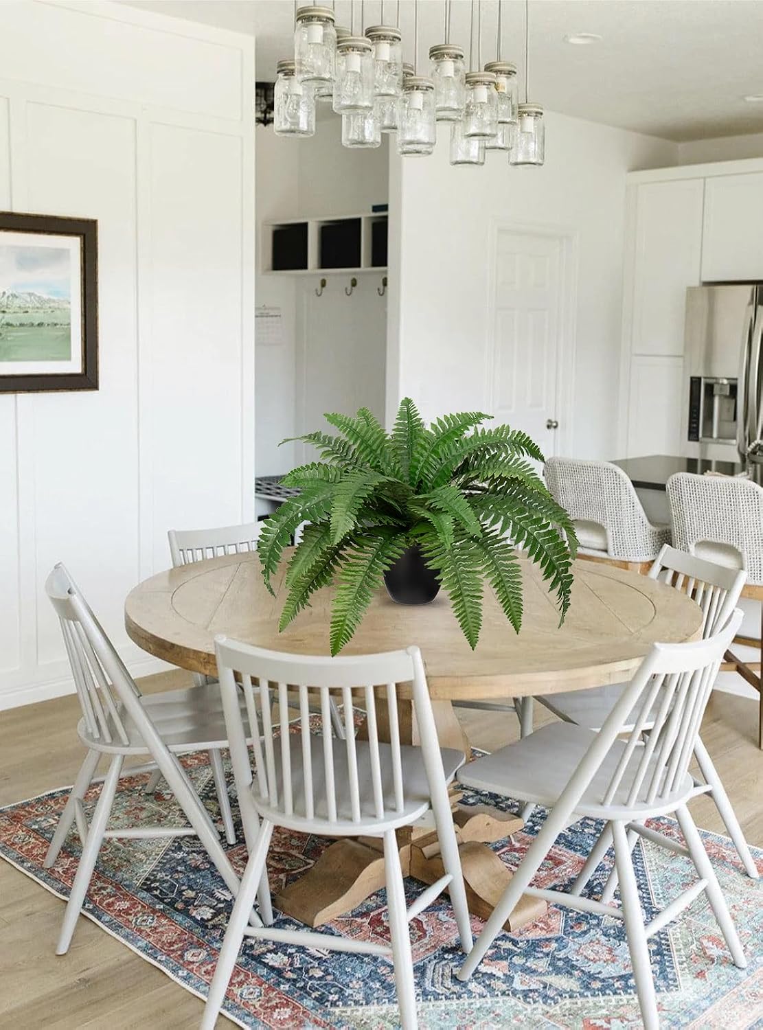 17.7" Fake Fern Potted Plant Small Artificial Boston Ferns in Pot 25 Leaves for Outdoors & Indoor Faux Fern Bush Plant for Patio Garden Farmhouse Windowsill Office Living Room Home Decor