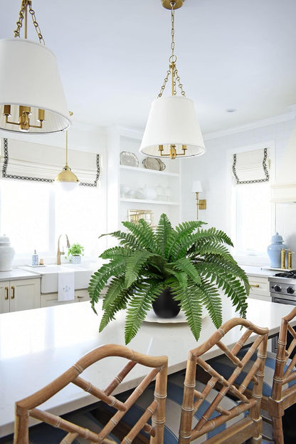 17.7" Fake Fern Potted Plant Small Artificial Boston Ferns in Pot 25 Leaves for Outdoors & Indoor Faux Fern Bush Plant for Patio Garden Farmhouse Windowsill Office Living Room Home Decor