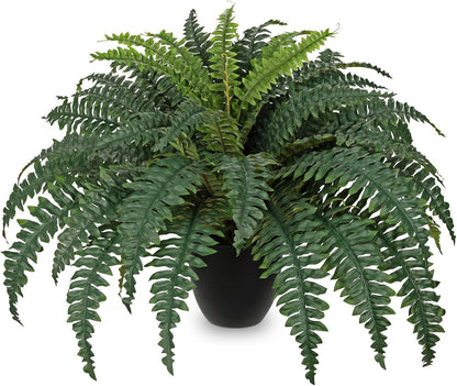 17.7" Fake Fern Potted Plant Small Artificial Boston Ferns in Pot 25 Leaves for Outdoors & Indoor Faux Fern Bush Plant for Patio Garden Farmhouse Windowsill Office Living Room Home Decor