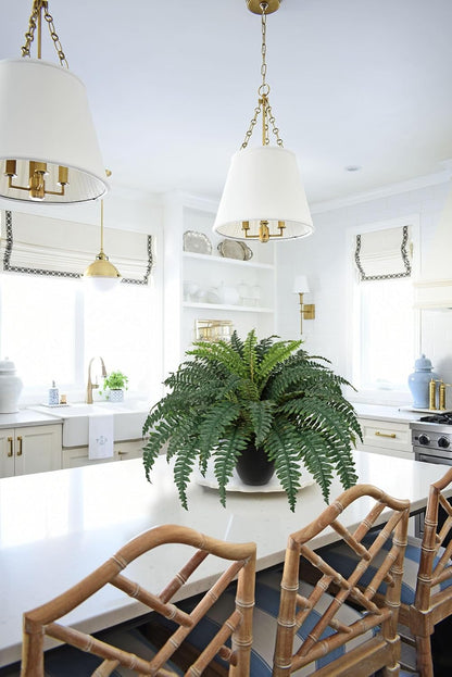 17.7" Fake Fern Potted Plant Small Artificial Boston Ferns in Pot 25 Leaves for Outdoors & Indoor Faux Fern Bush Plant for Patio Garden Farmhouse Windowsill Office Living Room Home Decor