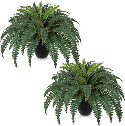 17.7" Fake Fern Potted Plant Small Artificial Boston Ferns in Pot 25 Leaves for Outdoors & Indoor Faux Fern Bush Plant for Patio Garden Farmhouse Windowsill Office Living Room Home Decor