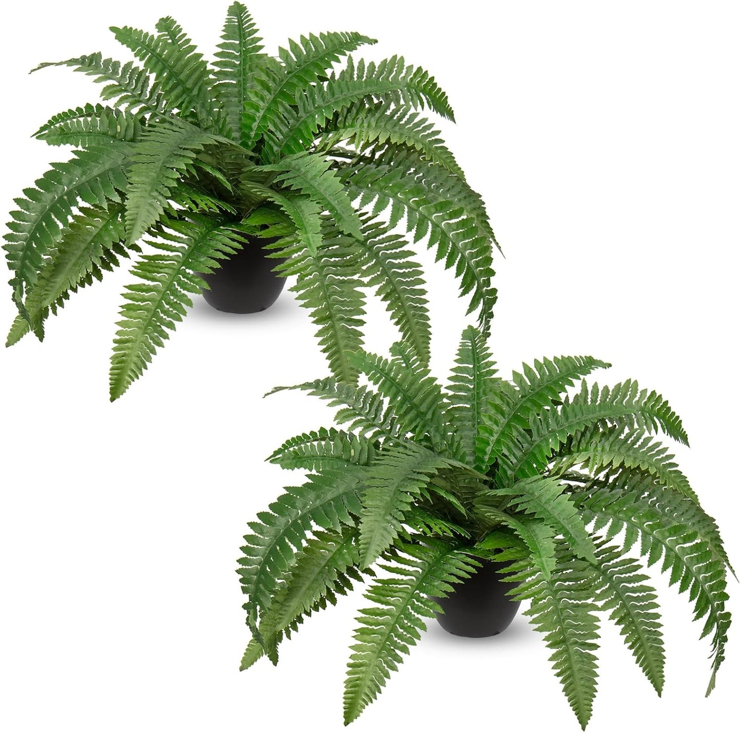 17.7" Fake Fern Potted Plant Small Artificial Boston Ferns in Pot 25 Leaves for Outdoors & Indoor Faux Fern Bush Plant for Patio Garden Farmhouse Windowsill Office Living Room Home Decor