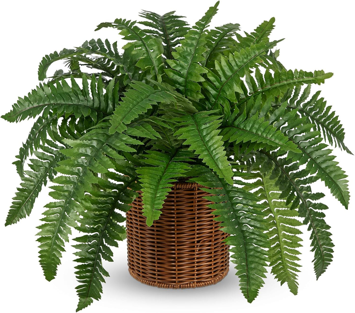17.7" Fake Fern Potted Plant Small Artificial Boston Ferns in Pot 25 Leaves for Outdoors & Indoor Faux Fern Bush Plant for Patio Garden Farmhouse Windowsill Office Living Room Home Decor