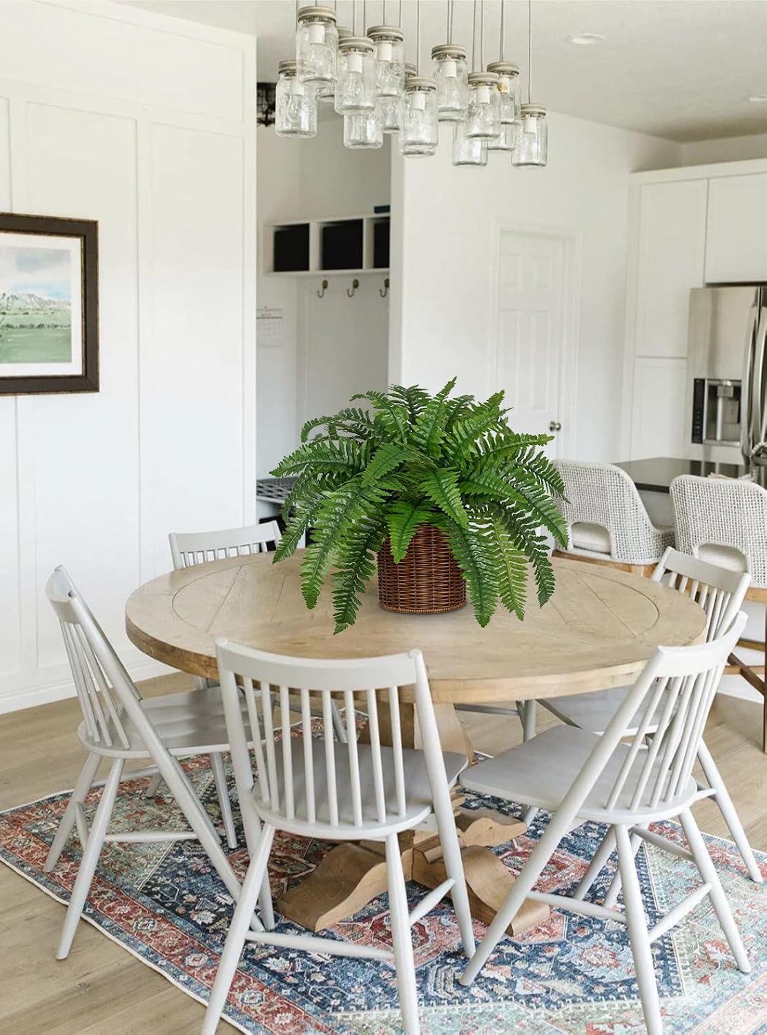 17.7" Fake Fern Potted Plant Small Artificial Boston Ferns in Pot 25 Leaves for Outdoors & Indoor Faux Fern Bush Plant for Patio Garden Farmhouse Windowsill Office Living Room Home Decor
