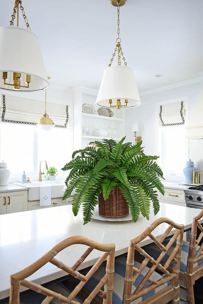 17.7" Fake Fern Potted Plant Small Artificial Boston Ferns in Pot 25 Leaves for Outdoors & Indoor Faux Fern Bush Plant for Patio Garden Farmhouse Windowsill Office Living Room Home Decor
