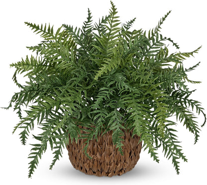 17.7" Fake Fern Potted Plant Small Artificial Boston Ferns in Pot 25 Leaves for Outdoors & Indoor Faux Fern Bush Plant for Patio Garden Farmhouse Windowsill Office Living Room Home Decor