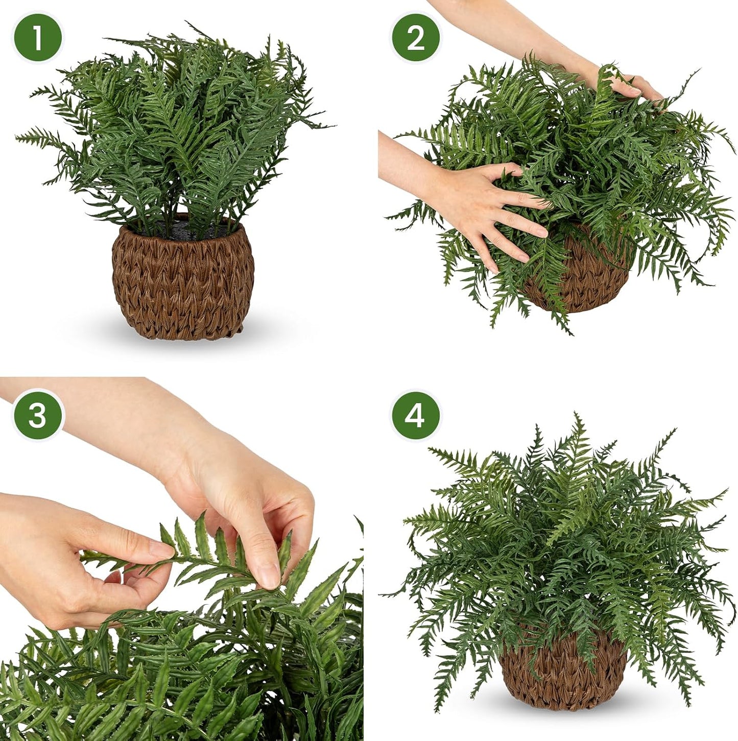 17.7" Fake Fern Potted Plant Small Artificial Boston Ferns in Pot 25 Leaves for Outdoors & Indoor Faux Fern Bush Plant for Patio Garden Farmhouse Windowsill Office Living Room Home Decor