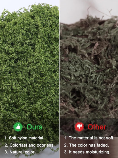 5.3oz Green Fake Moss Artificial Floral Moss Faux Plant for DIY Crafts Fairy Garden Pot Filler Vase Greenery Decorating Project Indoor Model Making Walls Glass Decor
