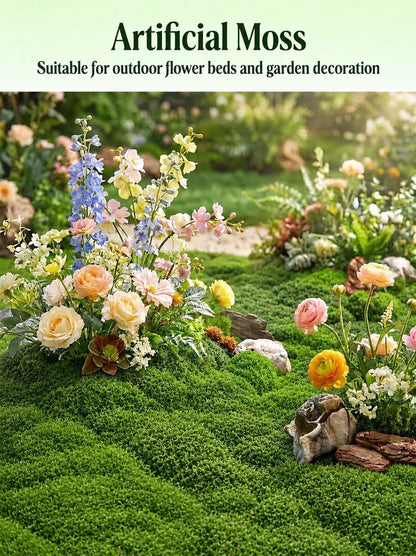 5.3oz Green Fake Moss Artificial Floral Moss Faux Plant for DIY Crafts Fairy Garden Pot Filler Vase Greenery Decorating Project Indoor Model Making Walls Glass Decor