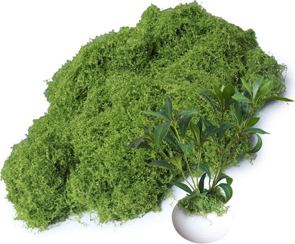 5.3oz Green Fake Moss Artificial Floral Moss Faux Plant for DIY Crafts Fairy Garden Pot Filler Vase Greenery Decorating Project Indoor Model Making Walls Glass Decor