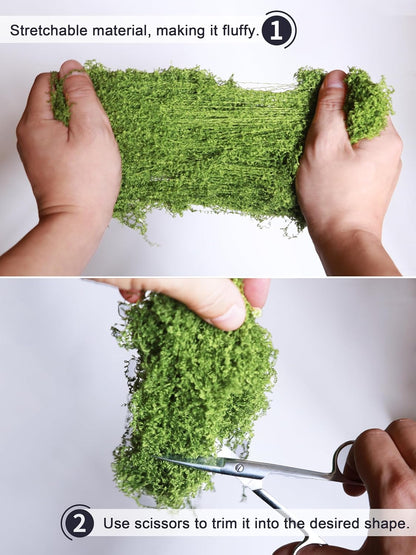 5.3oz Green Fake Moss Artificial Floral Moss Faux Plant for DIY Crafts Fairy Garden Pot Filler Vase Greenery Decorating Project Indoor Model Making Walls Glass Decor