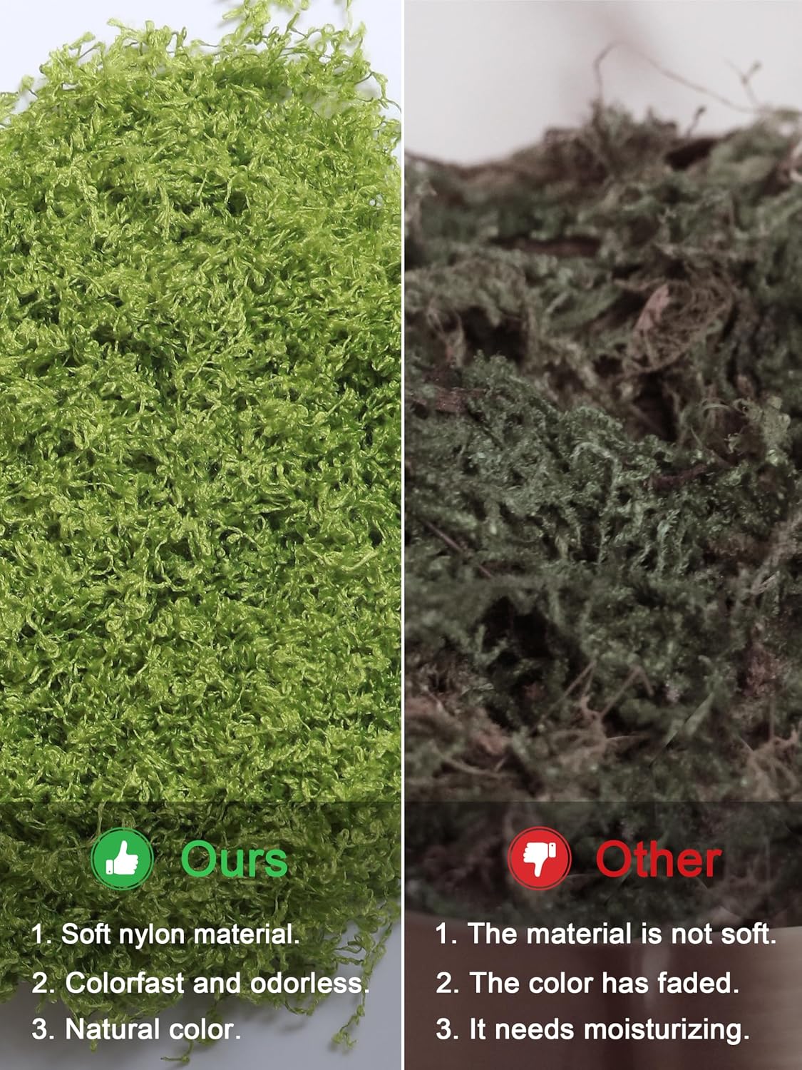 5.3oz Green Fake Moss Artificial Floral Moss Faux Plant for DIY Crafts Fairy Garden Pot Filler Vase Greenery Decorating Project Indoor Model Making Walls Glass Decor