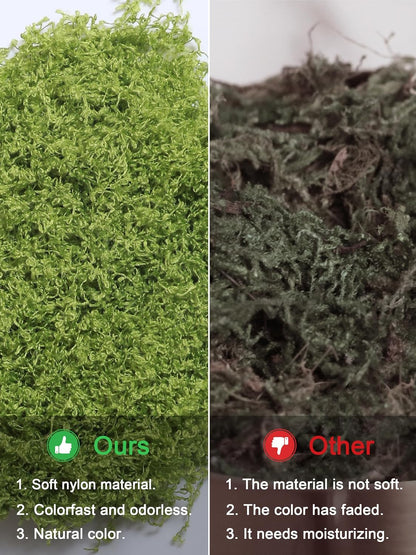 5.3oz Green Fake Moss Artificial Floral Moss Faux Plant for DIY Crafts Fairy Garden Pot Filler Vase Greenery Decorating Project Indoor Model Making Walls Glass Decor