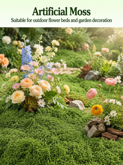 5.3oz Green Fake Moss Artificial Floral Moss Faux Plant for DIY Crafts Fairy Garden Pot Filler Vase Greenery Decorating Project Indoor Model Making Walls Glass Decor