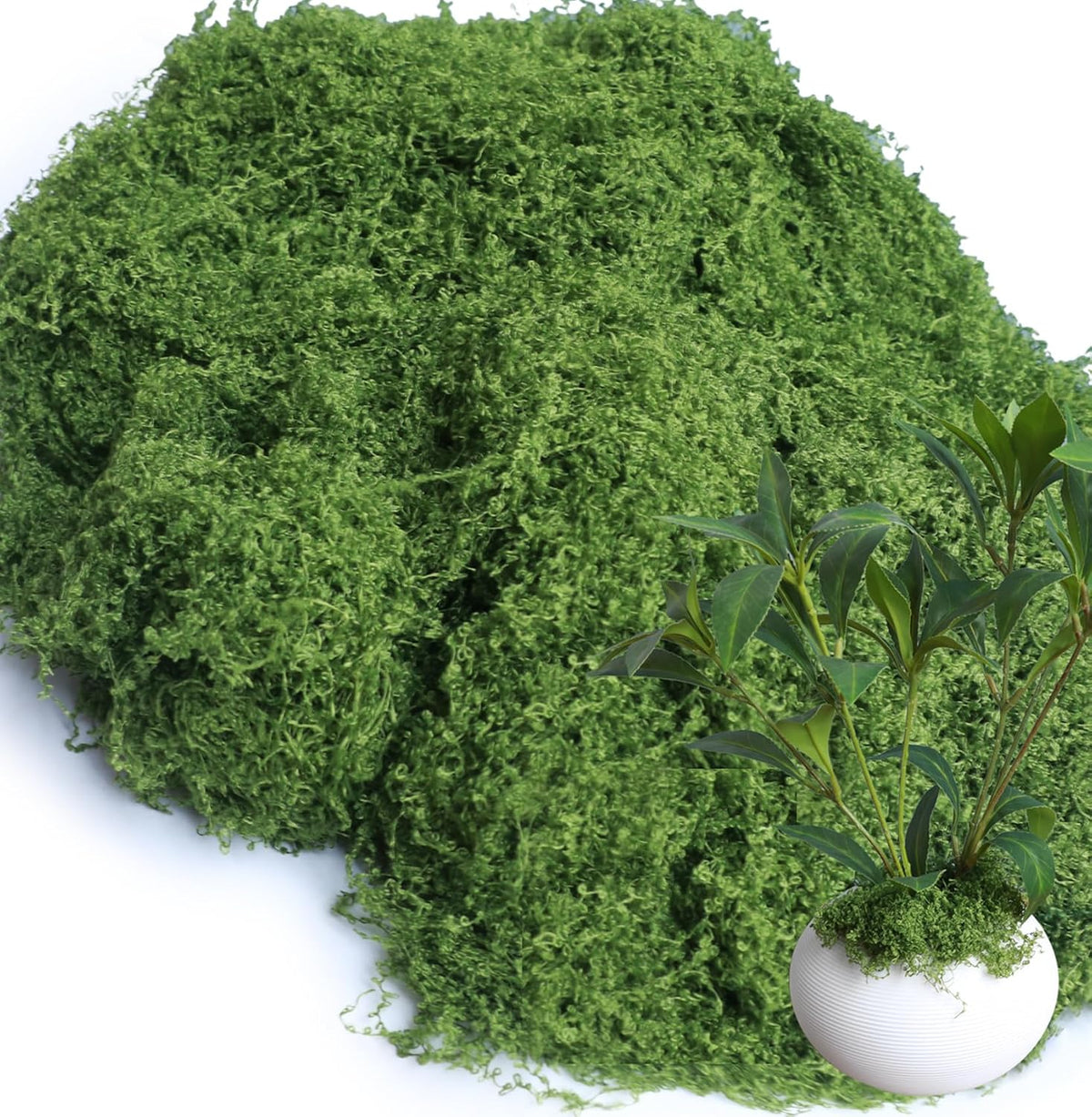 5.3oz Green Fake Moss Artificial Floral Moss Faux Plant for DIY Crafts Fairy Garden Pot Filler Vase Greenery Decorating Project Indoor Model Making Walls Glass Decor