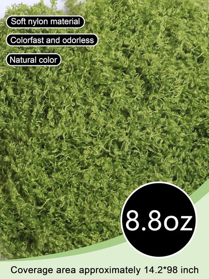 5.3oz Green Fake Moss Artificial Floral Moss Faux Plant for DIY Crafts Fairy Garden Pot Filler Vase Greenery Decorating Project Indoor Model Making Walls Glass Decor