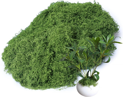5.3oz Green Fake Moss Artificial Floral Moss Faux Plant for DIY Crafts Fairy Garden Pot Filler Vase Greenery Decorating Project Indoor Model Making Walls Glass Decor