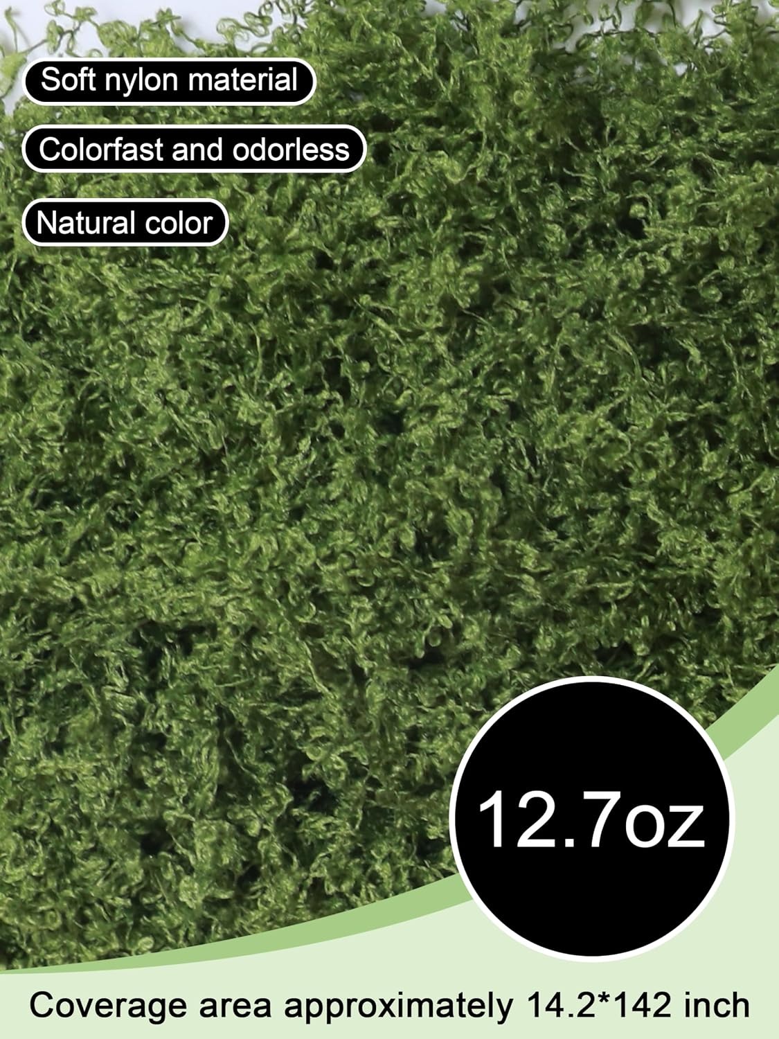 5.3oz Green Fake Moss Artificial Floral Moss Faux Plant for DIY Crafts Fairy Garden Pot Filler Vase Greenery Decorating Project Indoor Model Making Walls Glass Decor