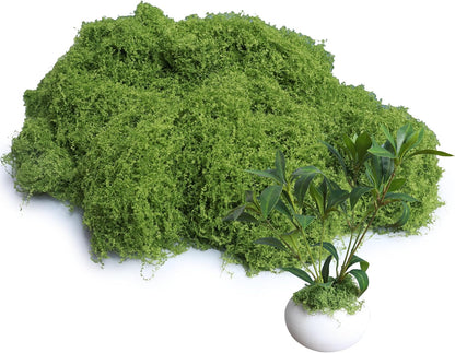 5.3oz Green Fake Moss Artificial Floral Moss Faux Plant for DIY Crafts Fairy Garden Pot Filler Vase Greenery Decorating Project Indoor Model Making Walls Glass Decor