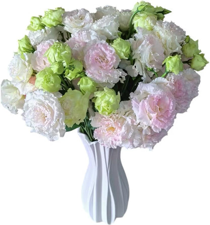 Fresh Lisianthus Flowers Bouquet Ruffled Eustoma Fresh Cut Flowers for Home Decor Wedding Gift 10 Stems (Green)