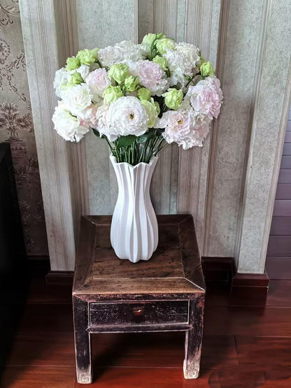 Fresh Lisianthus Flowers Bouquet Ruffled Eustoma Fresh Cut Flowers for Home Decor Wedding Gift 10 Stems (Green)