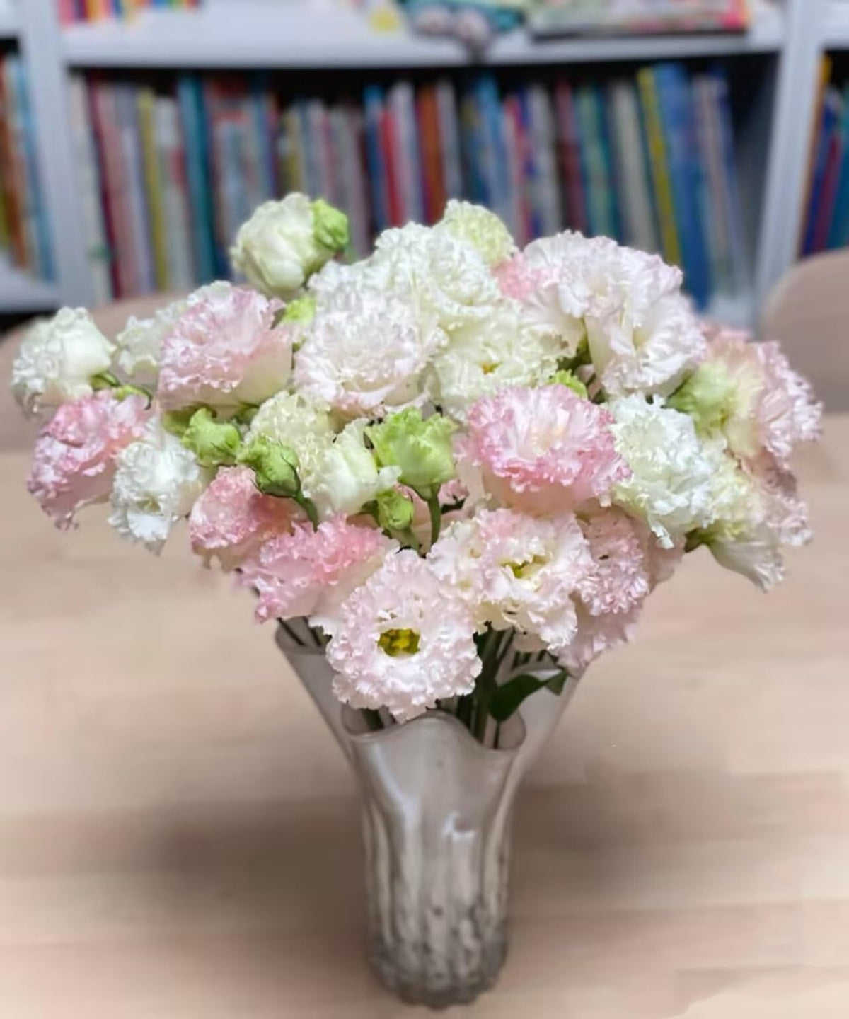 Fresh Lisianthus Flowers Bouquet Ruffled Eustoma Fresh Cut Flowers for Home Decor Wedding Gift 10 Stems (Green)