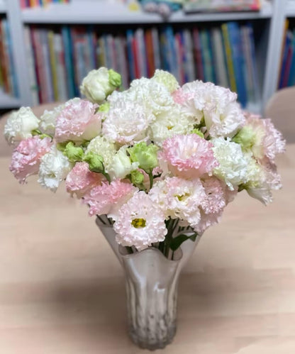 Fresh Lisianthus Flowers Bouquet Ruffled Eustoma Fresh Cut Flowers for Home Decor Wedding Gift 10 Stems (Green)