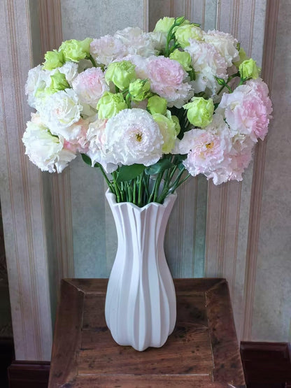 Fresh Lisianthus Flowers Bouquet Ruffled Eustoma Fresh Cut Flowers for Home Decor Wedding Gift 10 Stems (Green)