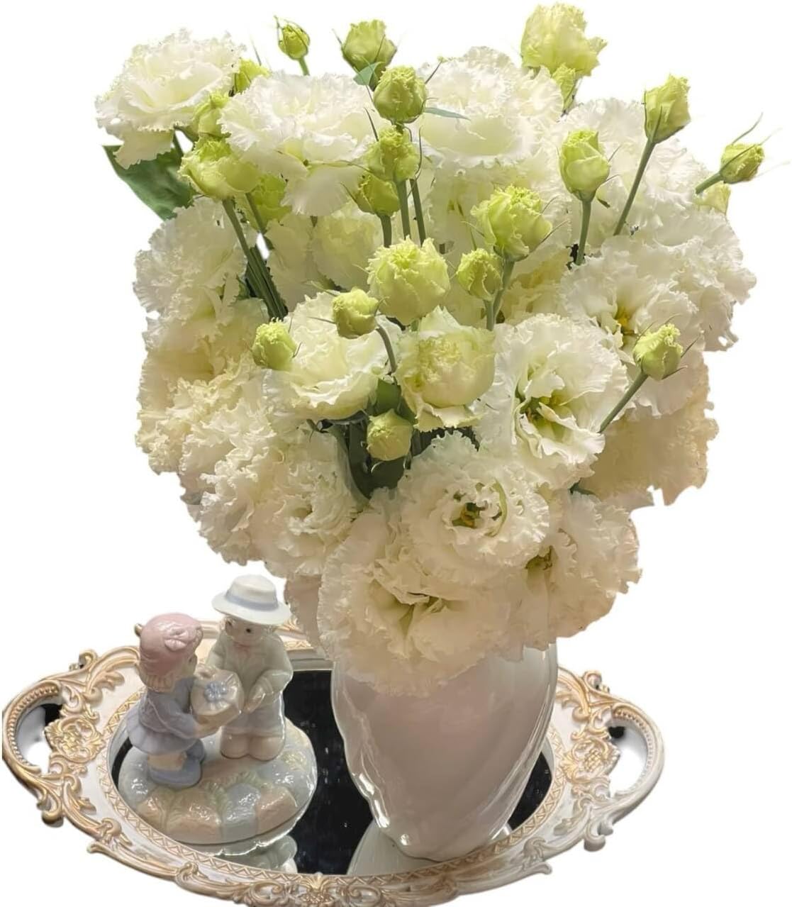 Fresh Lisianthus Flowers Bouquet Ruffled Eustoma Fresh Cut Flowers for Home Decor Wedding Gift 10 Stems (Green)