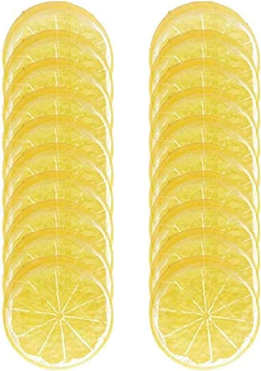 20pcs Fake Fruit,Simulation Yellow Lemon Slices,Faux Fruit Props