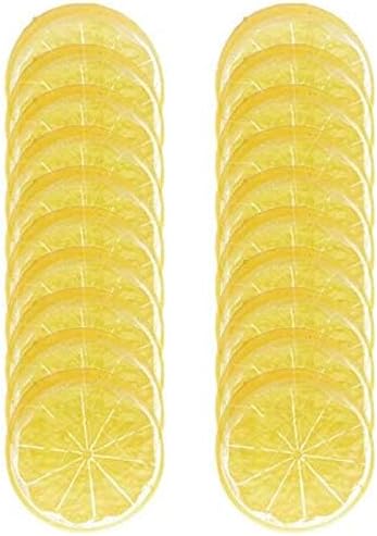20pcs Fake Fruit,Simulation Yellow Lemon Slices,Faux Fruit Props
